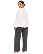 3-Button Peplum Blouse - White
