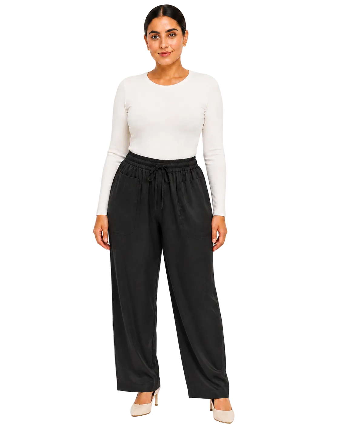 Flowy Drawstring Pants - Black