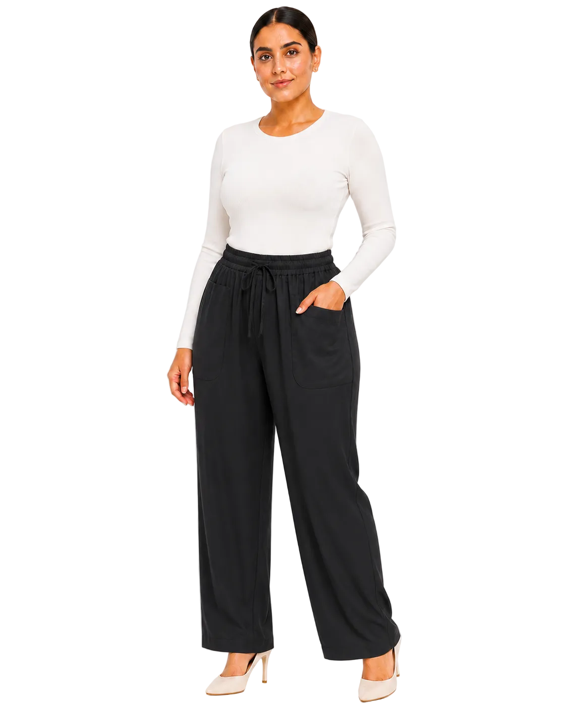 Flowy Drawstring Pants - Black