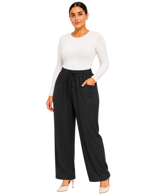 Flowy Drawstring Pants - Black