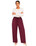 Flowy Drawstring Pants - Burgundy