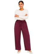 Flowy Drawstring Pants - Burgundy