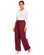 Flowy Drawstring Pants - Burgundy