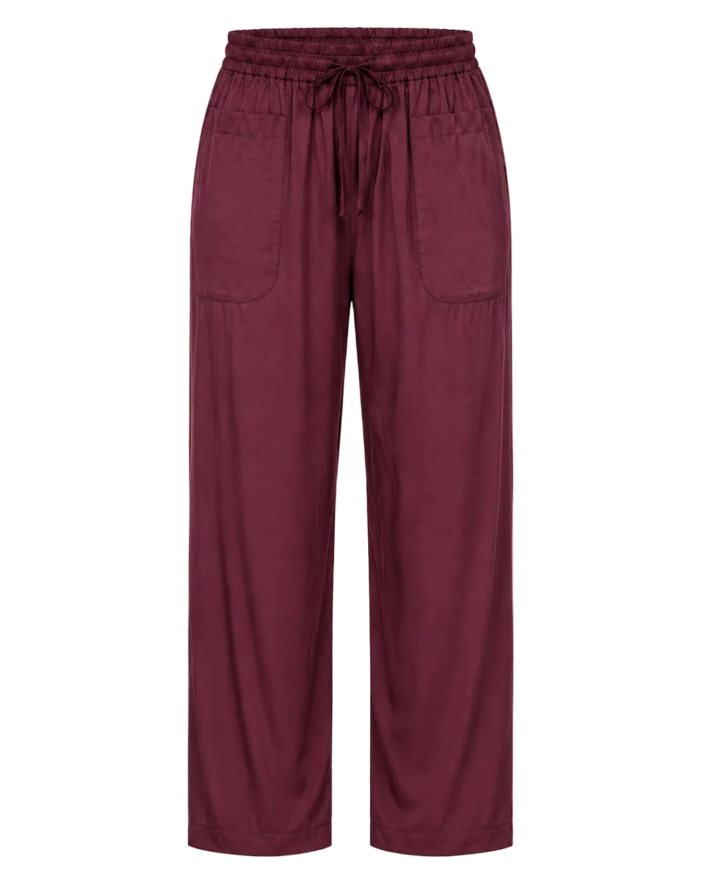 Flowy Drawstring Pants - Burgundy