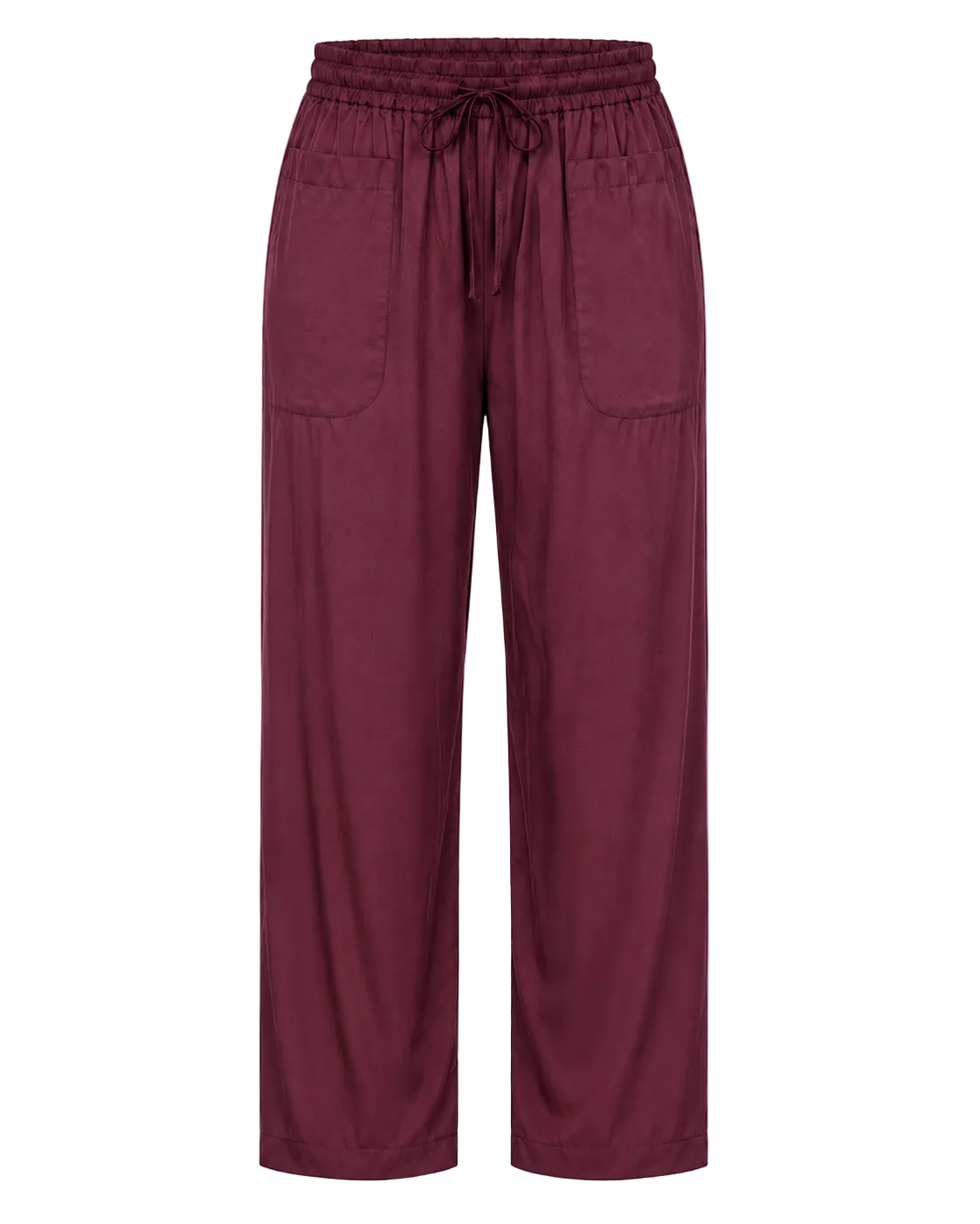 Flowy Drawstring Pants - Burgundy