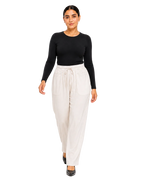 Flowy Drawstring Pants - Warm Ivory