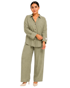Relaxed Linen Shirt & Pants Set - Sage Olive