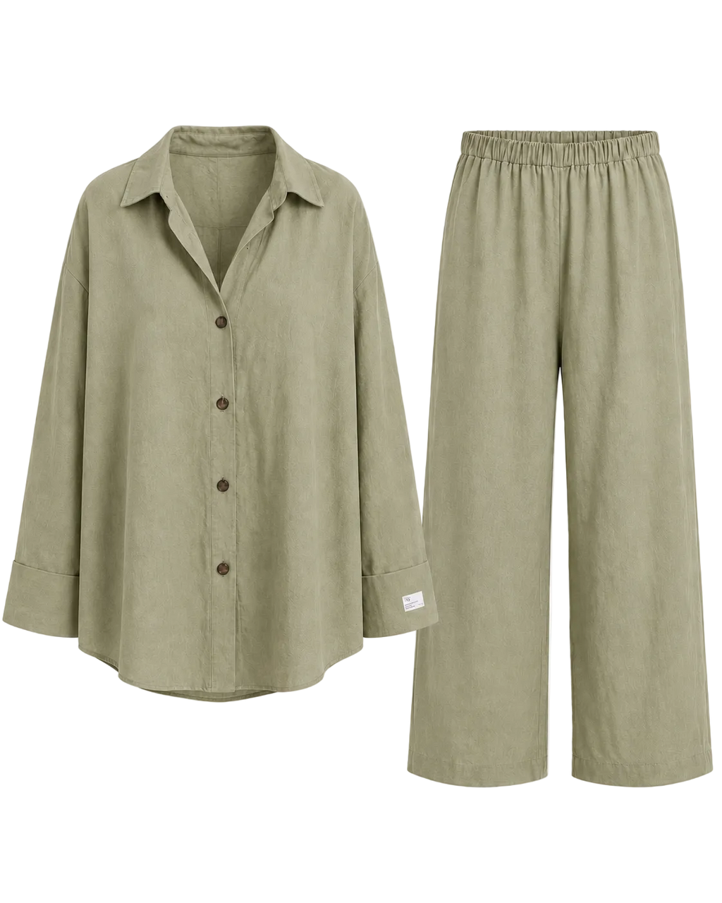 Relaxed Linen Shirt & Pants Set - Sage Olive