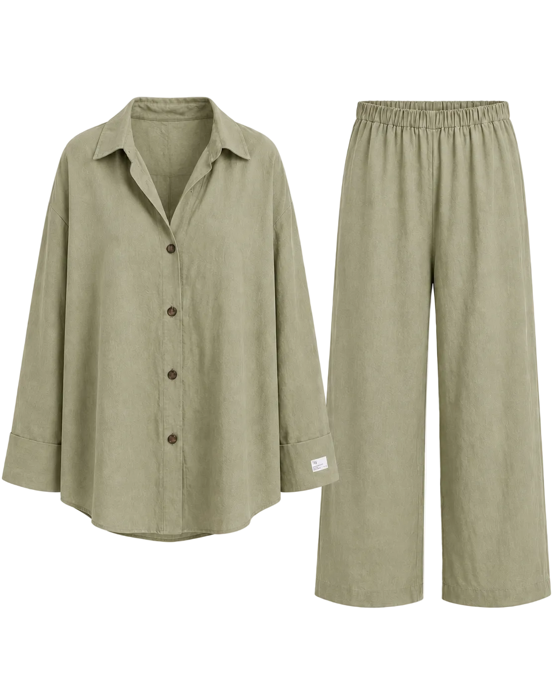 Relaxed Linen Shirt & Pants Set - Sage Olive
