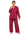 Relaxed Linen Shirt & Pants Set - Raspberry Berry