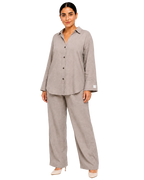 Relaxed Linen Shirt & Pants Set - Mushroom Taupe