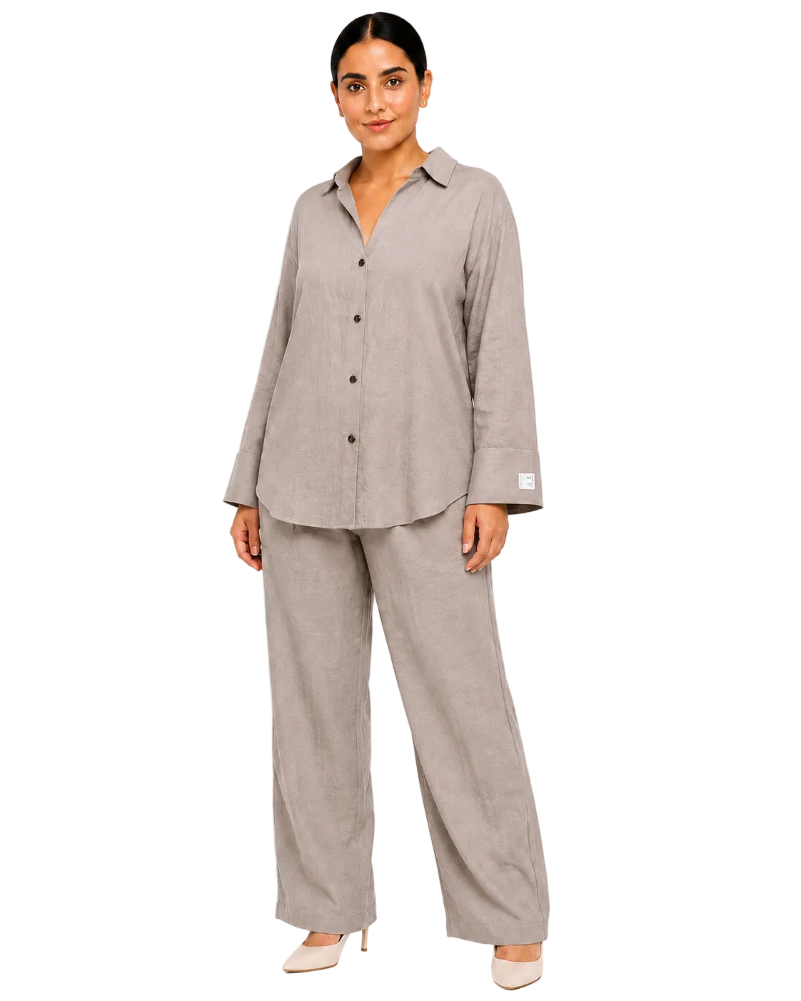Relaxed Linen Shirt & Pants Set - Mushroom Taupe