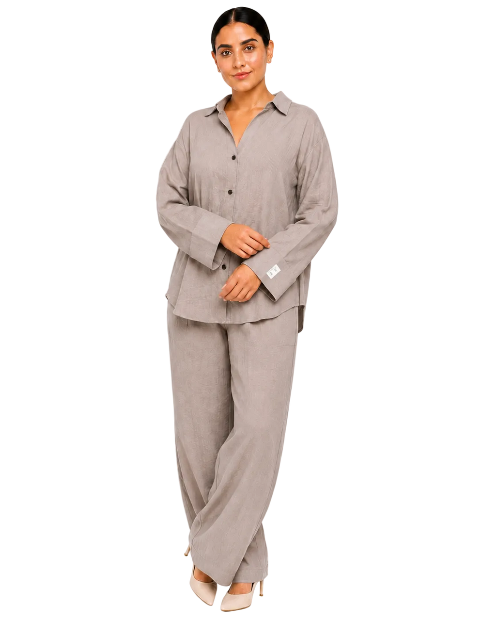 Relaxed Linen Shirt & Pants Set - Mushroom Taupe