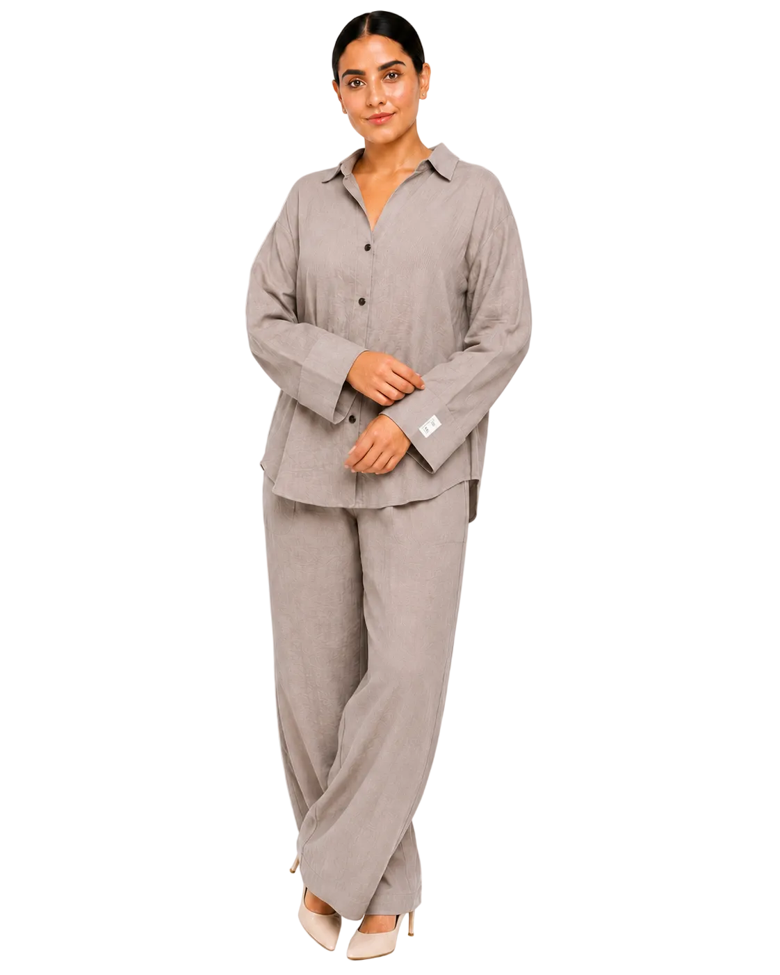 Relaxed Linen Shirt & Pants Set - Mushroom Taupe
