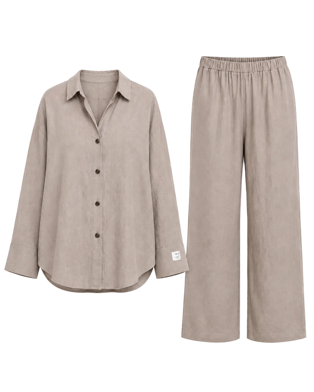 Relaxed Linen Shirt & Pants Set - Mushroom Taupe