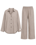 Relaxed Linen Shirt & Pants Set - Mushroom Taupe